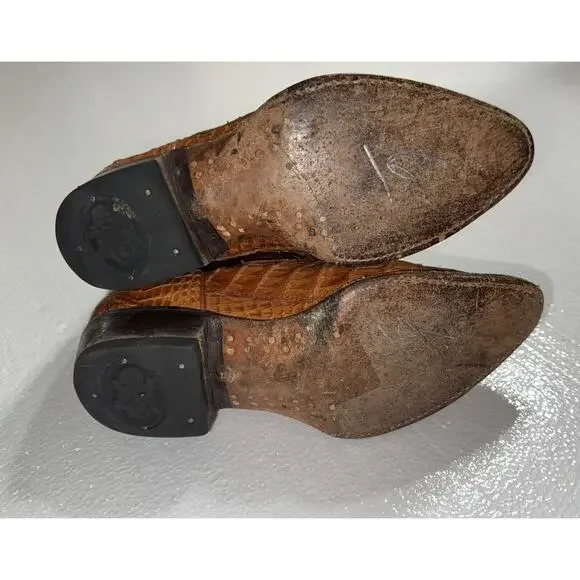 Espolon De Oro Boots Size Y 1 Brown Alligator Embossed Exotic Cowboy Western - Picture 9 of 15